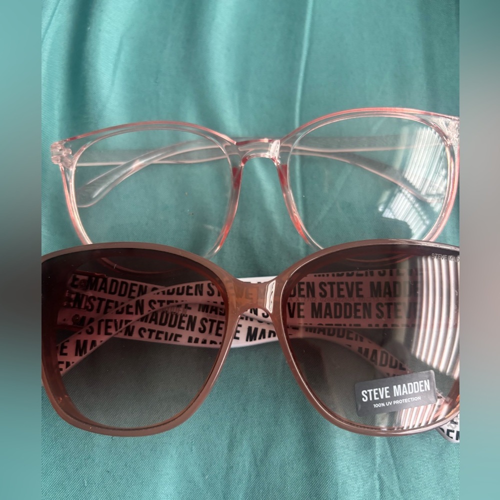 Steve Madden Clear Pink Demo Frame with Brown Sunglasses 2 per one!